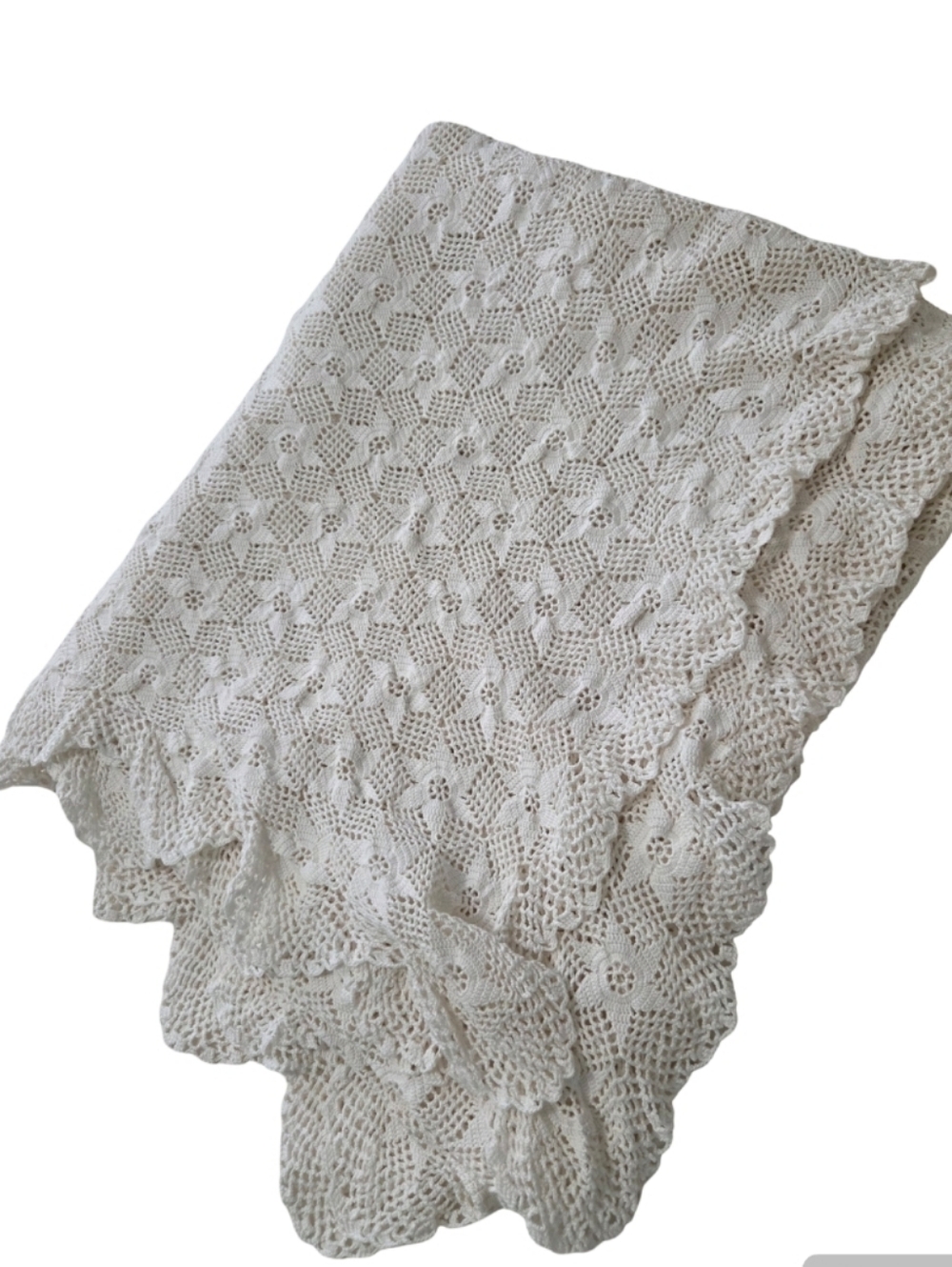 Full/Queen Sized Crocheted Coverlet.